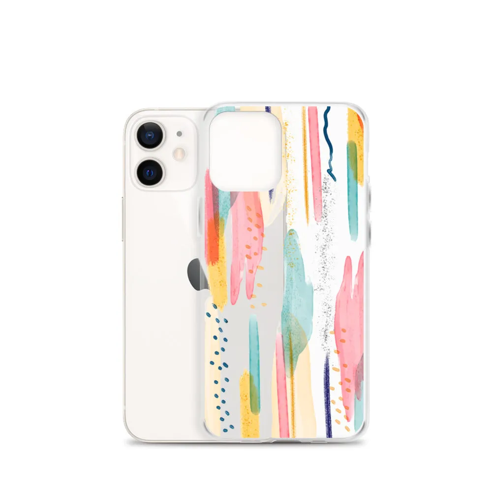 Modern Abstract Clear iPhone 16 15 14 13 12 11 Pro Max Art Phone Case, Brush Strokes Design Cover For iPhone 7 8 X 10 XR XS Aesthetic