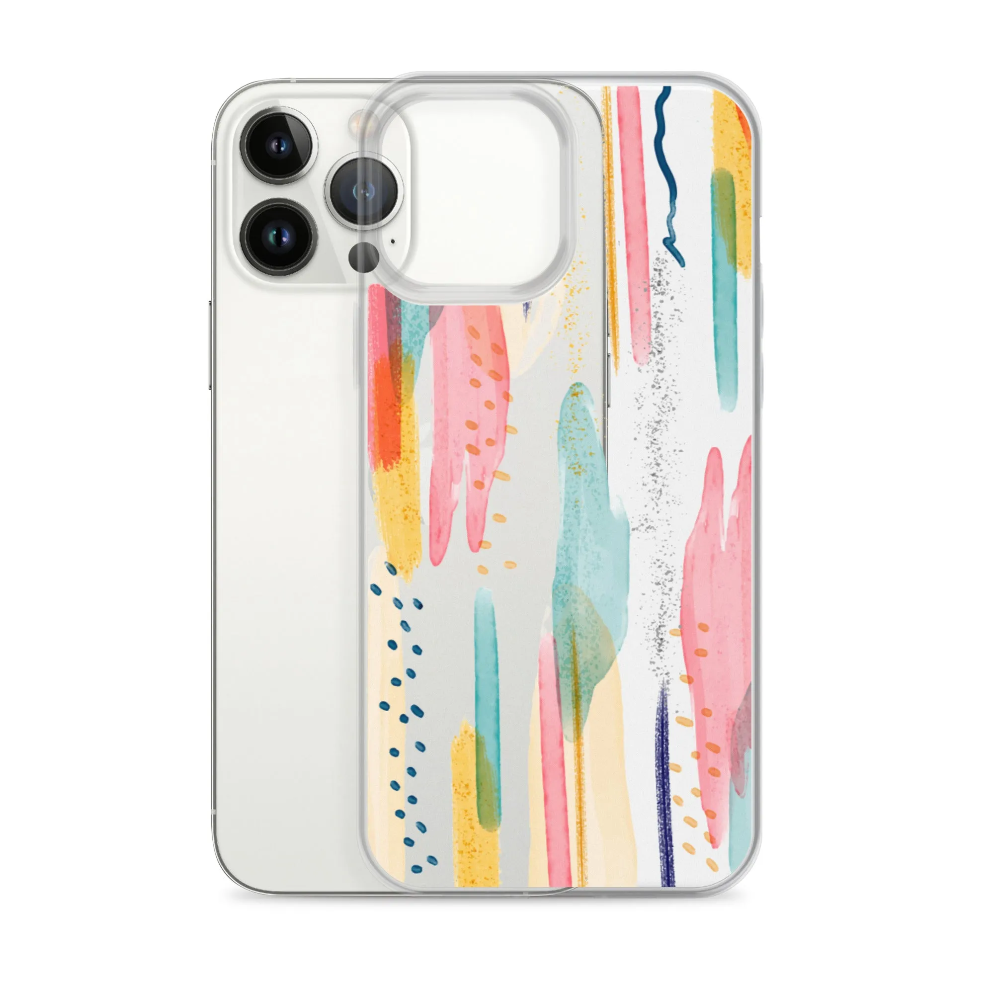 Modern Abstract Clear iPhone 16 15 14 13 12 11 Pro Max Art Phone Case, Brush Strokes Design Cover For iPhone 7 8 X 10 XR XS Aesthetic