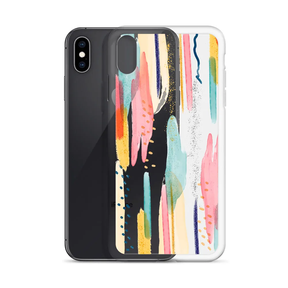 Modern Abstract Clear iPhone 16 15 14 13 12 11 Pro Max Art Phone Case, Brush Strokes Design Cover For iPhone 7 8 X 10 XR XS Aesthetic