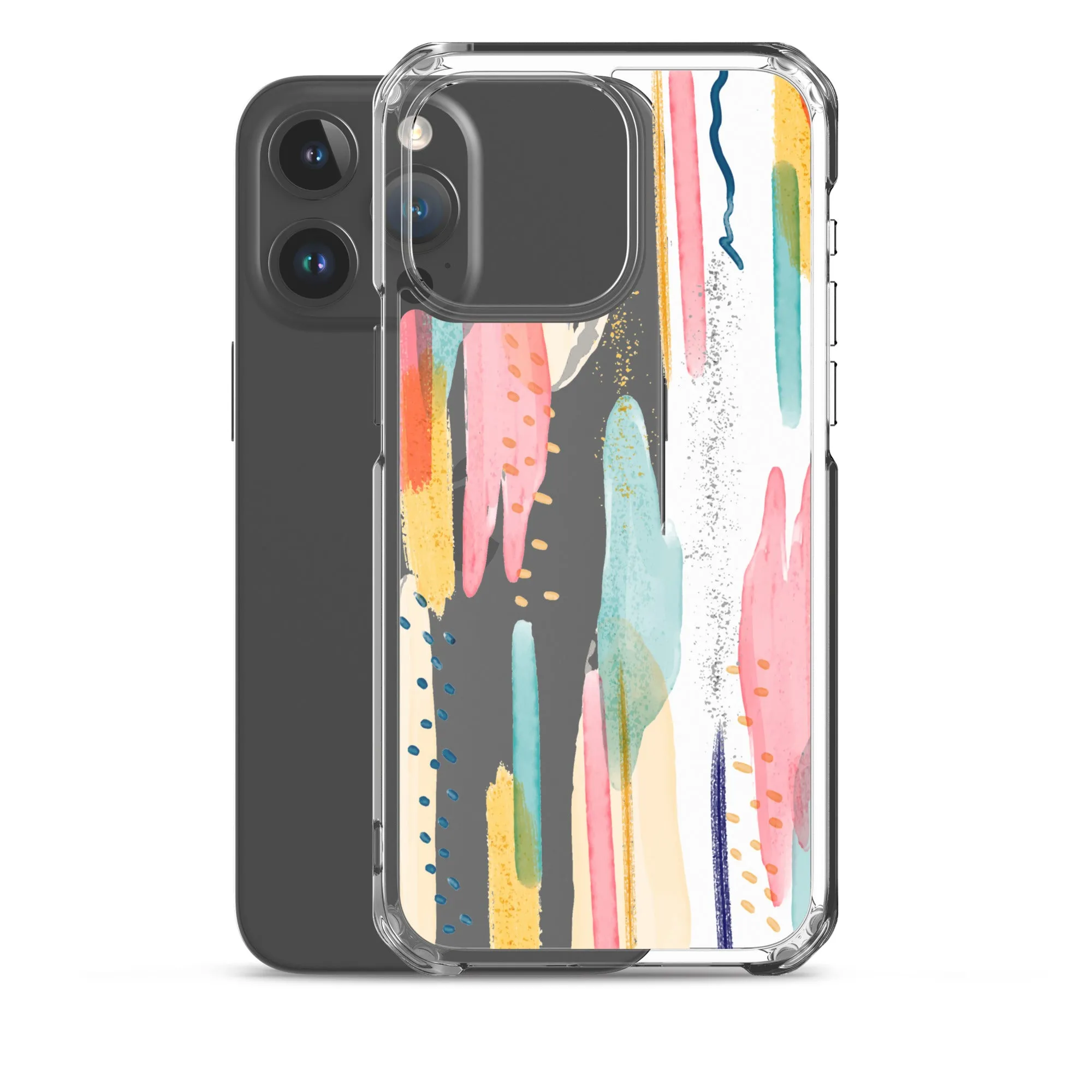 Modern Abstract Clear iPhone 16 15 14 13 12 11 Pro Max Art Phone Case, Brush Strokes Design Cover For iPhone 7 8 X 10 XR XS Aesthetic