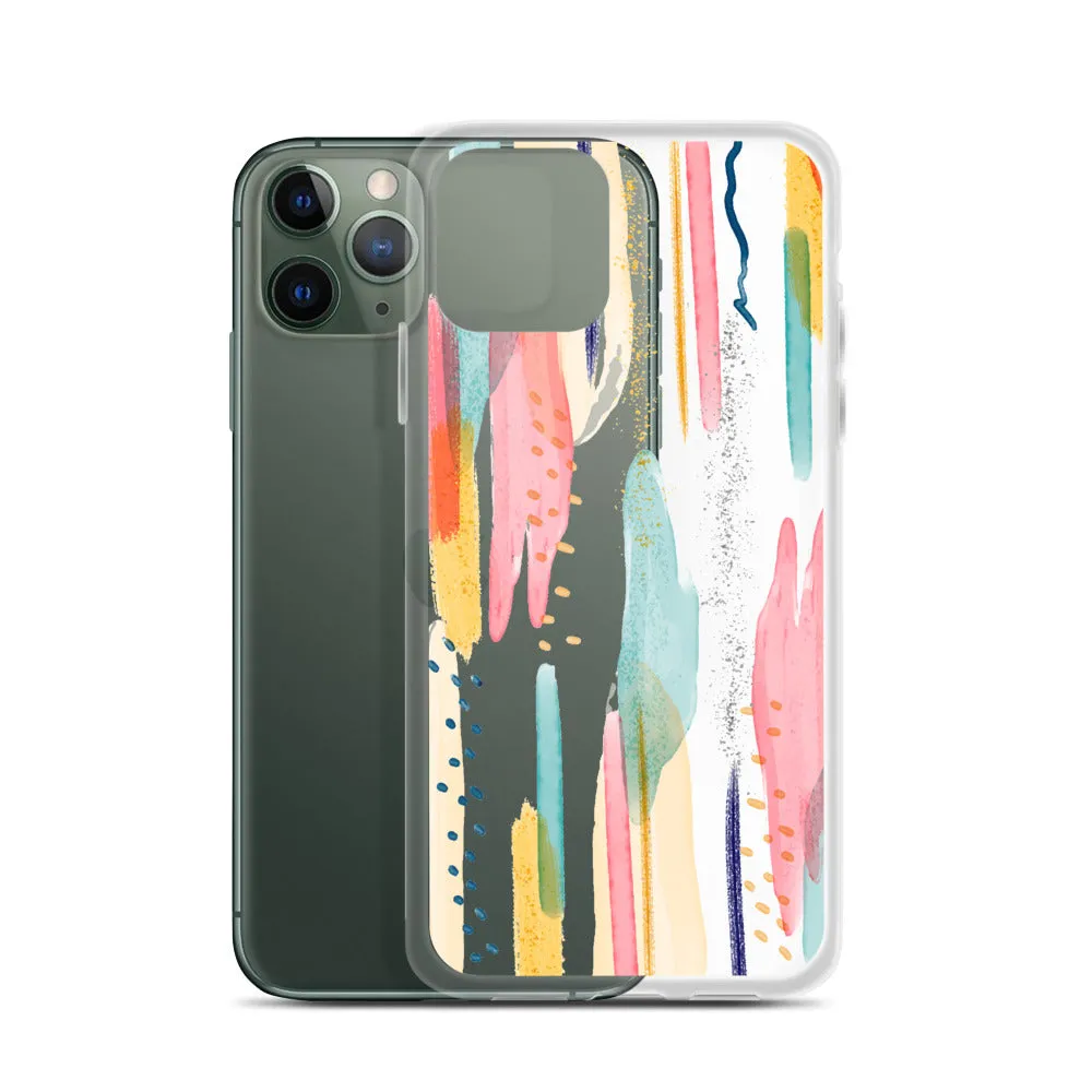 Modern Abstract Clear iPhone 16 15 14 13 12 11 Pro Max Art Phone Case, Brush Strokes Design Cover For iPhone 7 8 X 10 XR XS Aesthetic