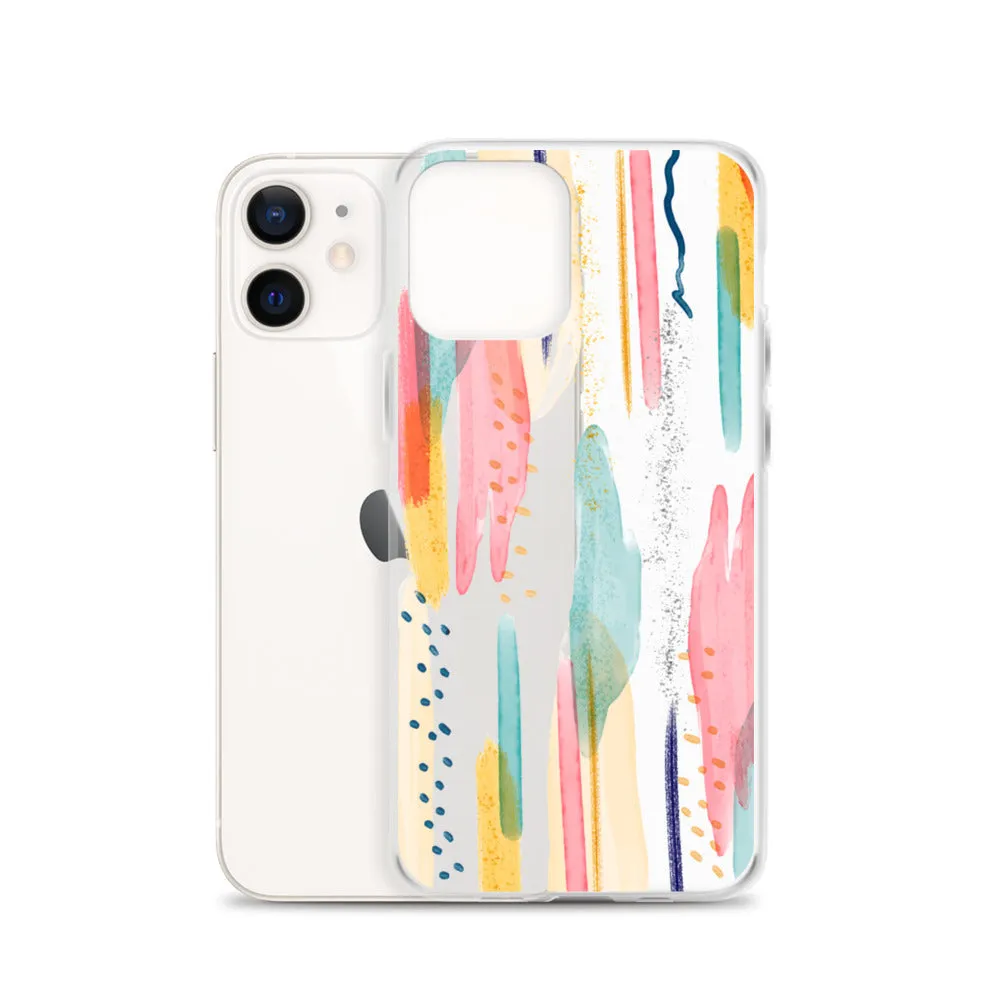 Modern Abstract Clear iPhone 16 15 14 13 12 11 Pro Max Art Phone Case, Brush Strokes Design Cover For iPhone 7 8 X 10 XR XS Aesthetic