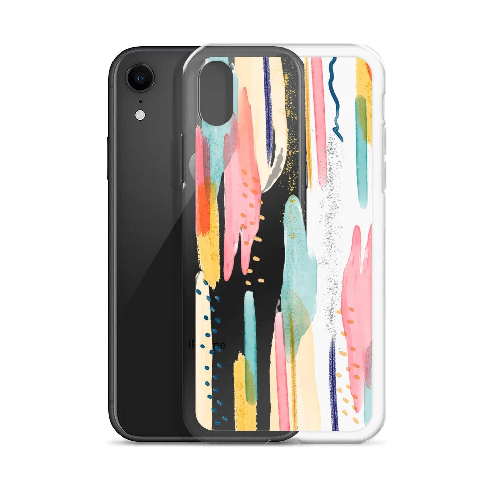 Modern Abstract Clear iPhone 16 15 14 13 12 11 Pro Max Art Phone Case, Brush Strokes Design Cover For iPhone 7 8 X 10 XR XS Aesthetic