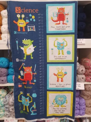 Monsters Science Height Quilted Chart Fabric