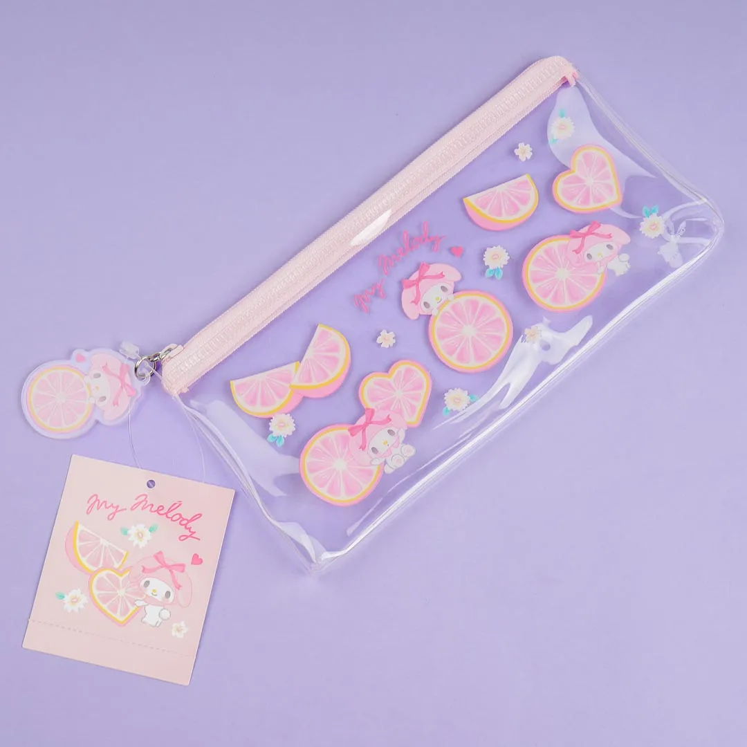 My Melody & Orange Flat Clear Pen Case