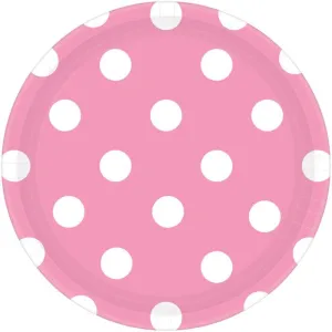 New Pink Polka Dots Plates - Lunch 8 Pkt