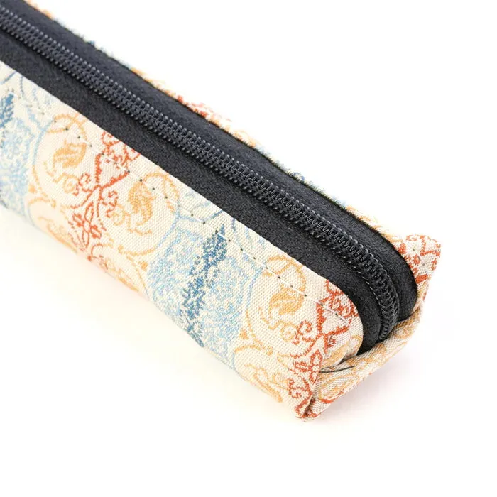 Nishijin-ori Pencil Case - Grapevine Arabesques / White Brown - ,  Made in Kyoto, Japan,  Japanese traditional craft pen case