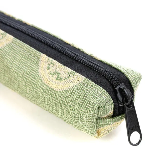 Nishijin-ori Pencil Case - Ring Pattern / Green - ,  Made in Kyoto, Japan,  Japanese traditional craft pen case