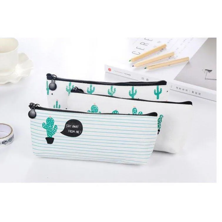 Original Korean Style Simple Hand-painted Cactus Pencil Case Storage Bag Cosmetic Bag NP-H7TGY-1