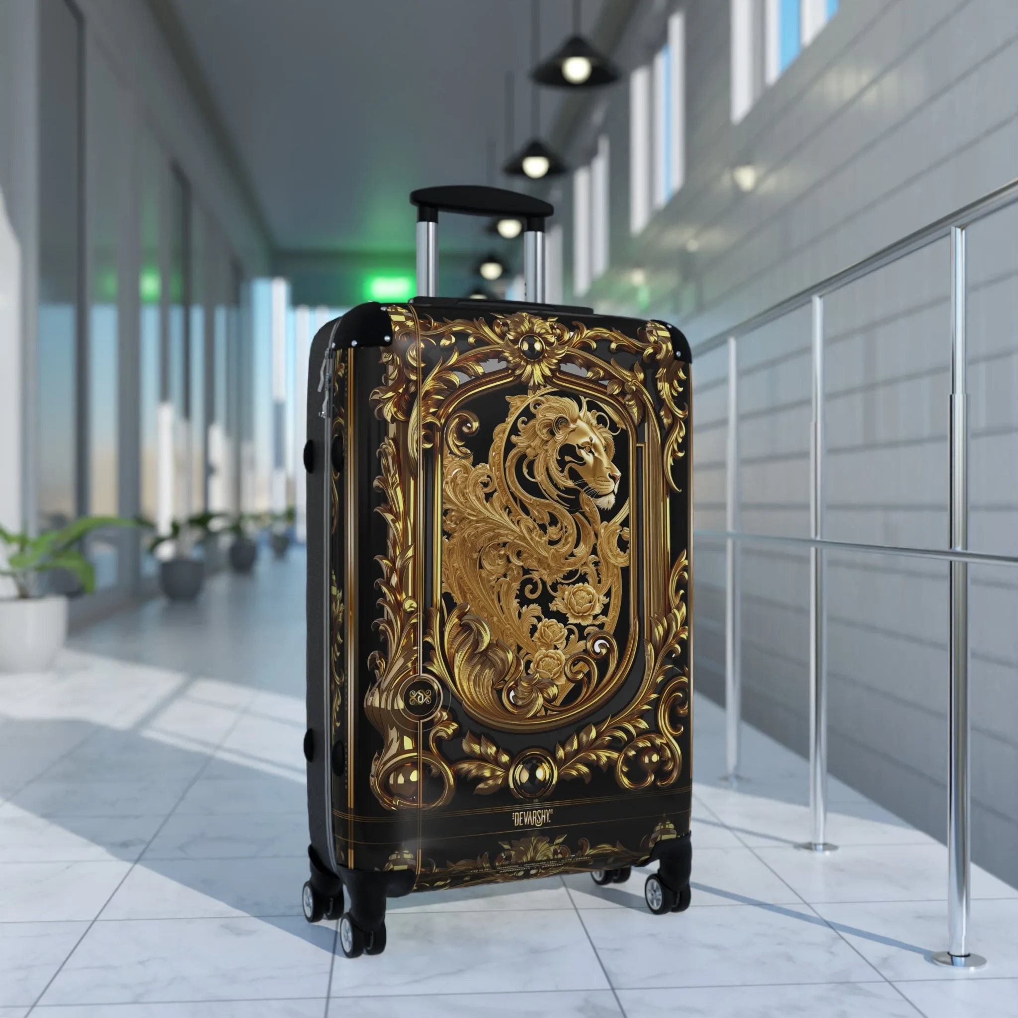 Ornate Lion Suitcase Golden Baroque Travel Luggage Carry-on Suitcase Luxury Hard Shell Suitcase Travel Suitcase | X3481