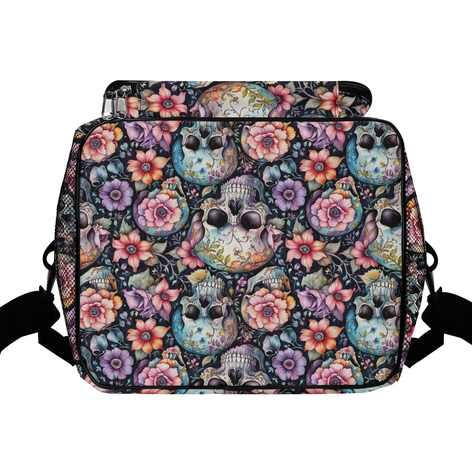 Pastel Floral and Skulls Insulated Leakproof Cooler Bag Lunch Box