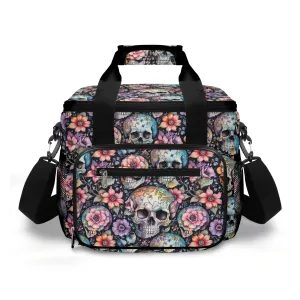 Pastel Floral and Skulls Insulated Leakproof Cooler Bag Lunch Box