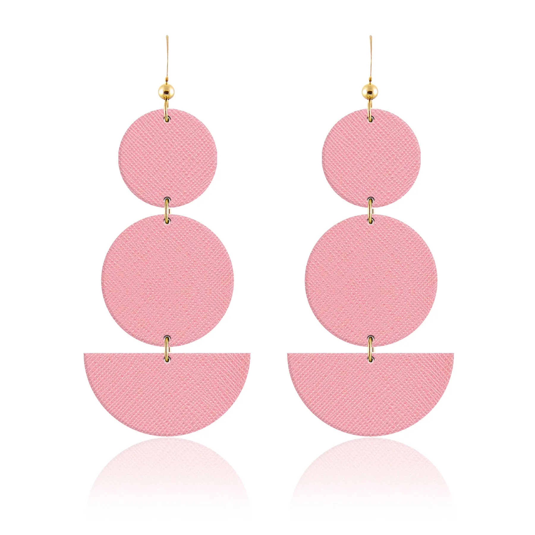 Peony Geo Drop Leather Earrings