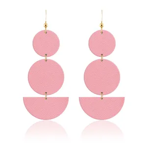 Peony Geo Drop Leather Earrings