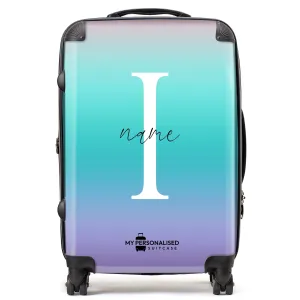 Personalised Purple and Blue Ombre Gradient Suitcase