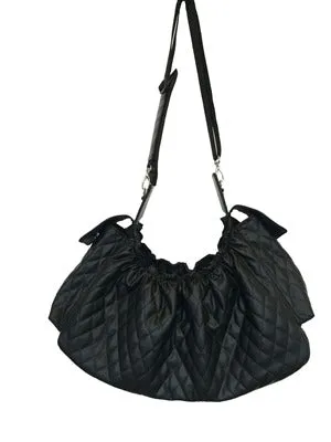 Petote Gigi Sling Dog Carrier Bag - Black Quilted With Black Patent Trim