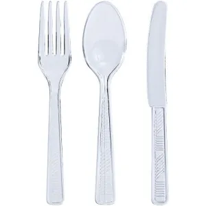 Plastic 48pc Clear Combo Cutlery