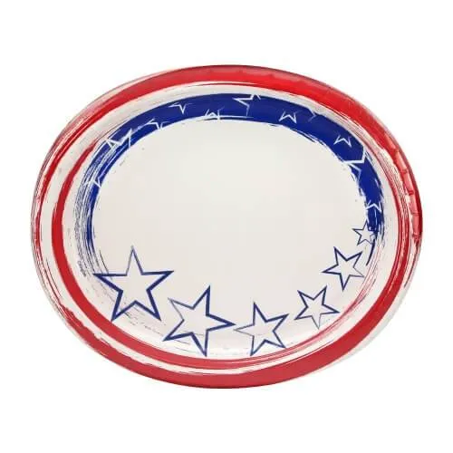 Premium Heavy Weight Paper Stars 'N Stripes Tableware<br/>Size Options: 12inch Plate, 10inch Plate, 8.75inch Plate, 7inch Plate, 12oz Bowl, 20oz Bowl, Lunch Napkin, 12oz Cup and Combo Cutlery