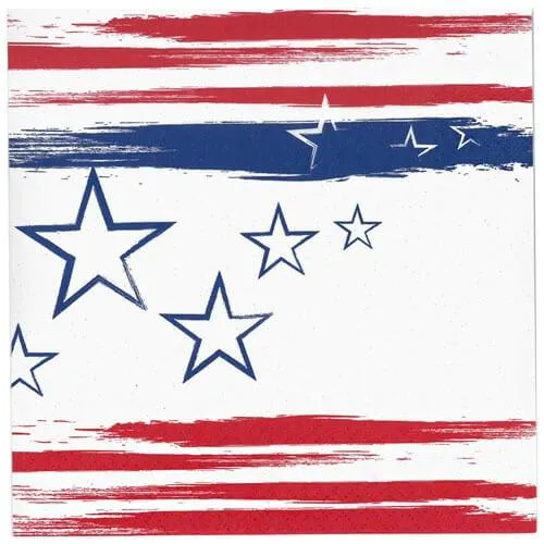 Premium Heavy Weight Paper Stars 'N Stripes Tableware<br/>Size Options: 12inch Plate, 10inch Plate, 8.75inch Plate, 7inch Plate, 12oz Bowl, 20oz Bowl, Lunch Napkin, 12oz Cup and Combo Cutlery