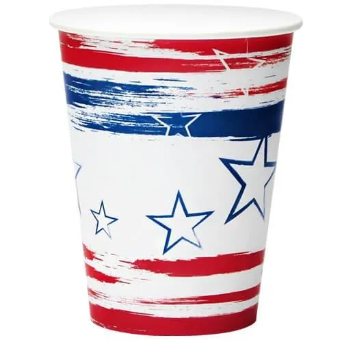 Premium Heavy Weight Paper Stars 'N Stripes Tableware<br/>Size Options: 12inch Plate, 10inch Plate, 8.75inch Plate, 7inch Plate, 12oz Bowl, 20oz Bowl, Lunch Napkin, 12oz Cup and Combo Cutlery