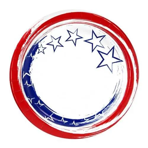 Premium Heavy Weight Paper Stars 'N Stripes Tableware<br/>Size Options: 12inch Plate, 10inch Plate, 8.75inch Plate, 7inch Plate, 12oz Bowl, 20oz Bowl, Lunch Napkin, 12oz Cup and Combo Cutlery