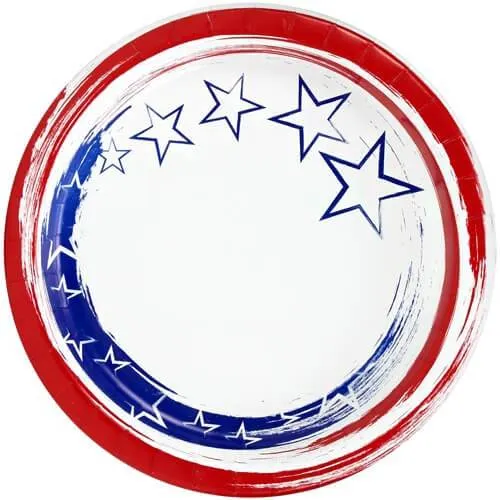 Premium Heavy Weight Paper Stars 'N Stripes Tableware<br/>Size Options: 12inch Plate, 10inch Plate, 8.75inch Plate, 7inch Plate, 12oz Bowl, 20oz Bowl, Lunch Napkin, 12oz Cup and Combo Cutlery