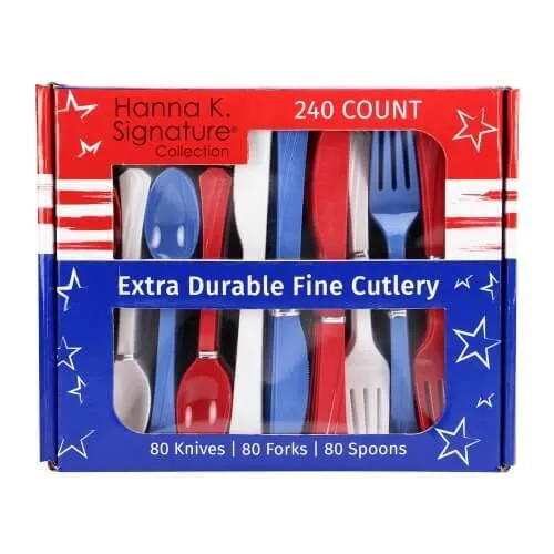 Premium Heavy Weight Paper Stars 'N Stripes Tableware<br/>Size Options: 12inch Plate, 10inch Plate, 8.75inch Plate, 7inch Plate, 12oz Bowl, 20oz Bowl, Lunch Napkin, 12oz Cup and Combo Cutlery