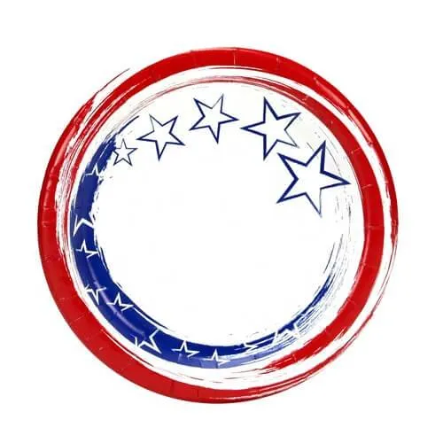 Premium Heavy Weight Paper Stars 'N Stripes Tableware<br/>Size Options: 12inch Plate, 10inch Plate, 8.75inch Plate, 7inch Plate, 12oz Bowl, 20oz Bowl, Lunch Napkin, 12oz Cup and Combo Cutlery