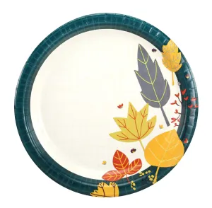 Premium Paper Teal Leaves Tableware<br/>Size Options: 10inch Plate, 8.5inch Plate, 6.75inch Plate, and Lunch Napkin