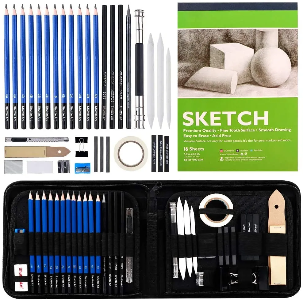 Professional Art Supply Set, Sketching and Drawing - 37 Pieces