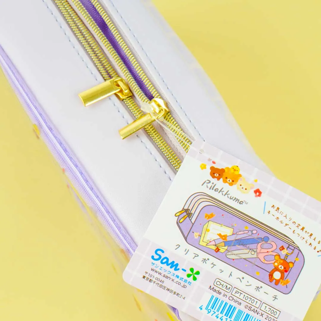 Rilakkuma & Friends Double Layer Clear Pocket Pen Case