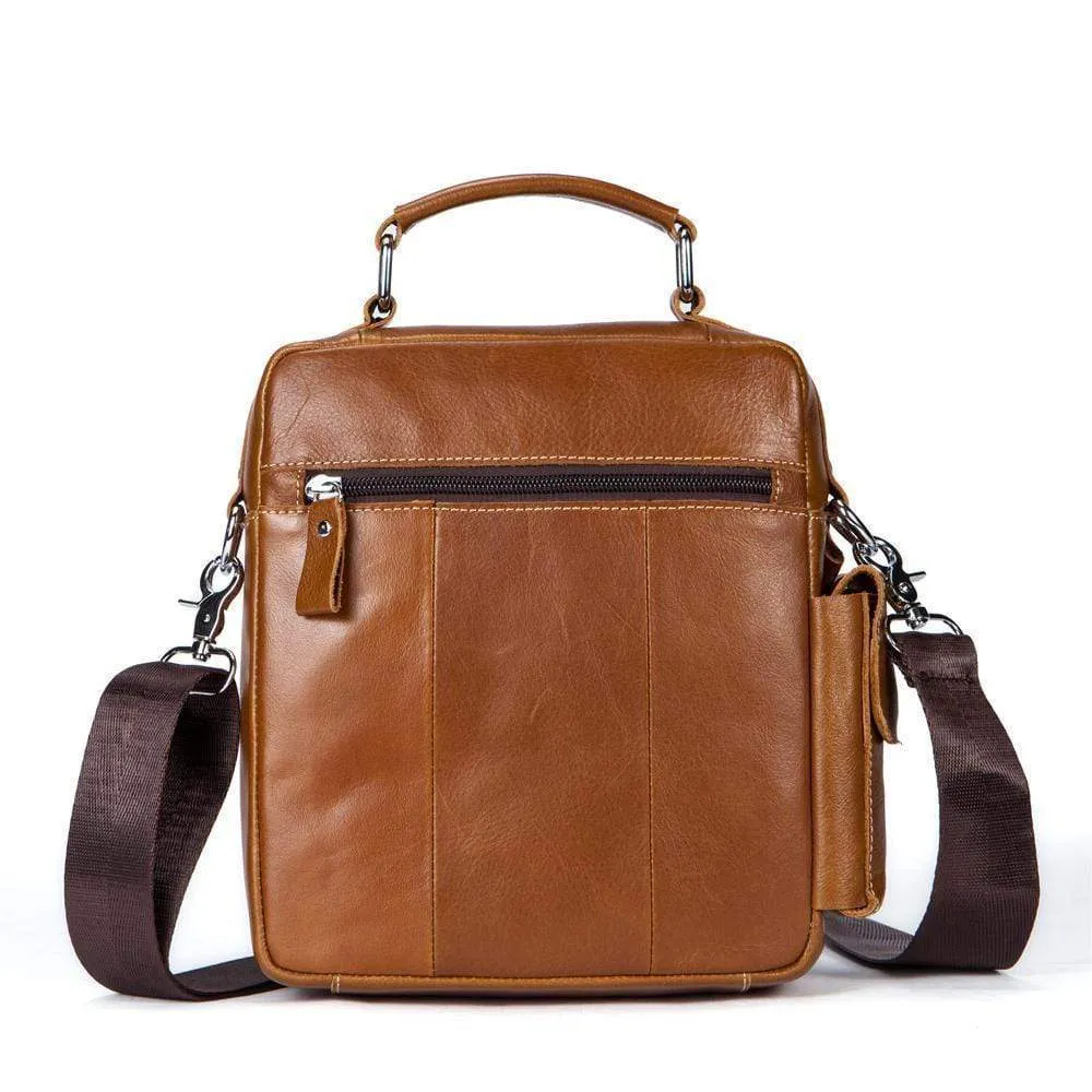 Rossie Viren  Men's Leather Briefcase Vintage Messenger Crossbody Bag