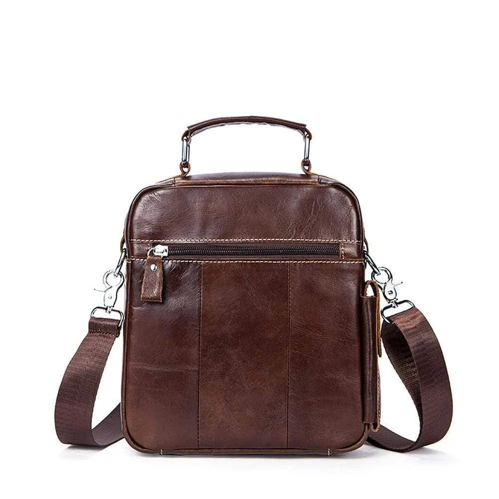 Rossie Viren  Men's Leather Briefcase Vintage Messenger Crossbody Bag