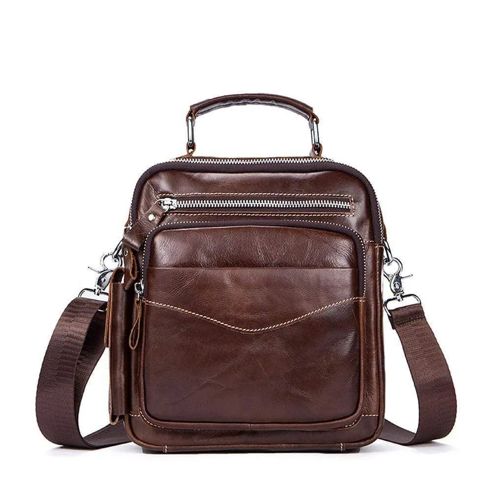 Rossie Viren  Men's Leather Briefcase Vintage Messenger Crossbody Bag