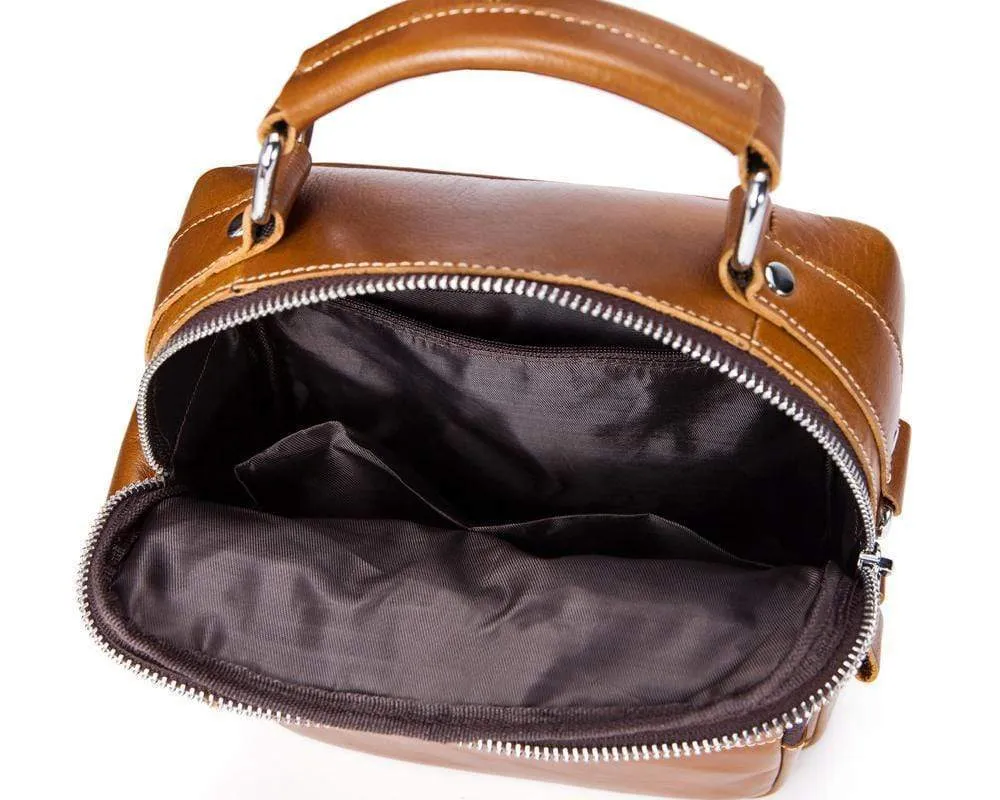 Rossie Viren  Men's Leather Briefcase Vintage Messenger Crossbody Bag