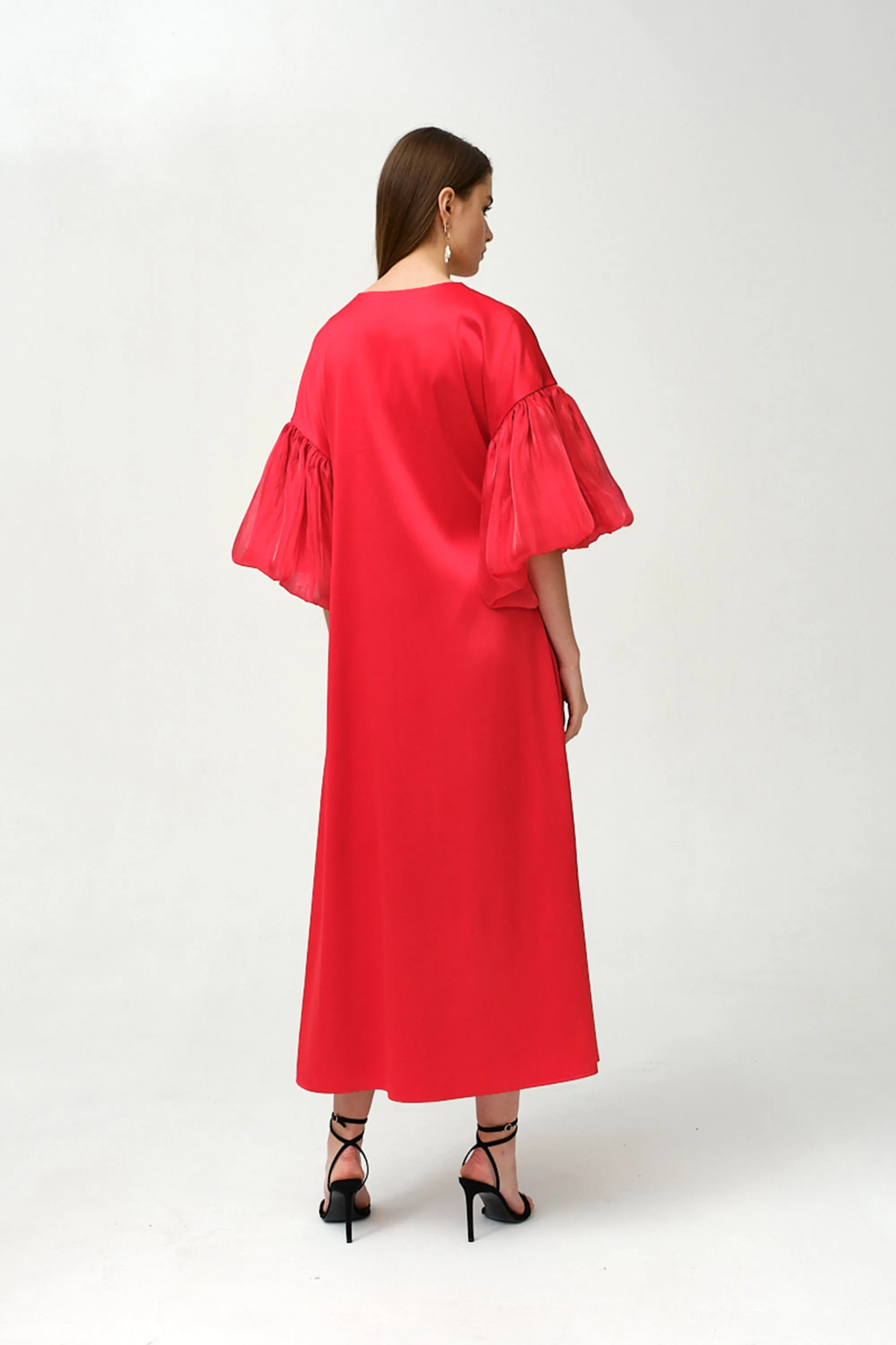 Royal Taffeta With Organza Light Red Fancy Kaftan - NW-OR.NO1