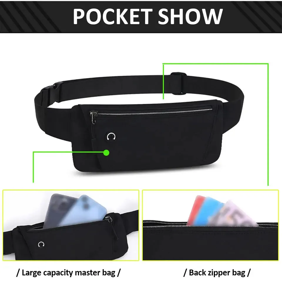 Running Waist Bag Sports Belt Pouch Mobile Phone Bag Men Women Waist Pack Lightweight Gym Sports Bag Waist Pack Adjustable Strap