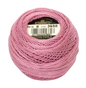 Size 8 Pearl Cotton Ball in Color 3688 ~ Medium Mauve