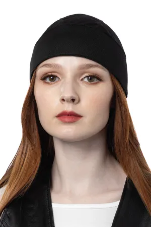 Solid Black Skull Cap Light Weight w/Inner Elastic Band