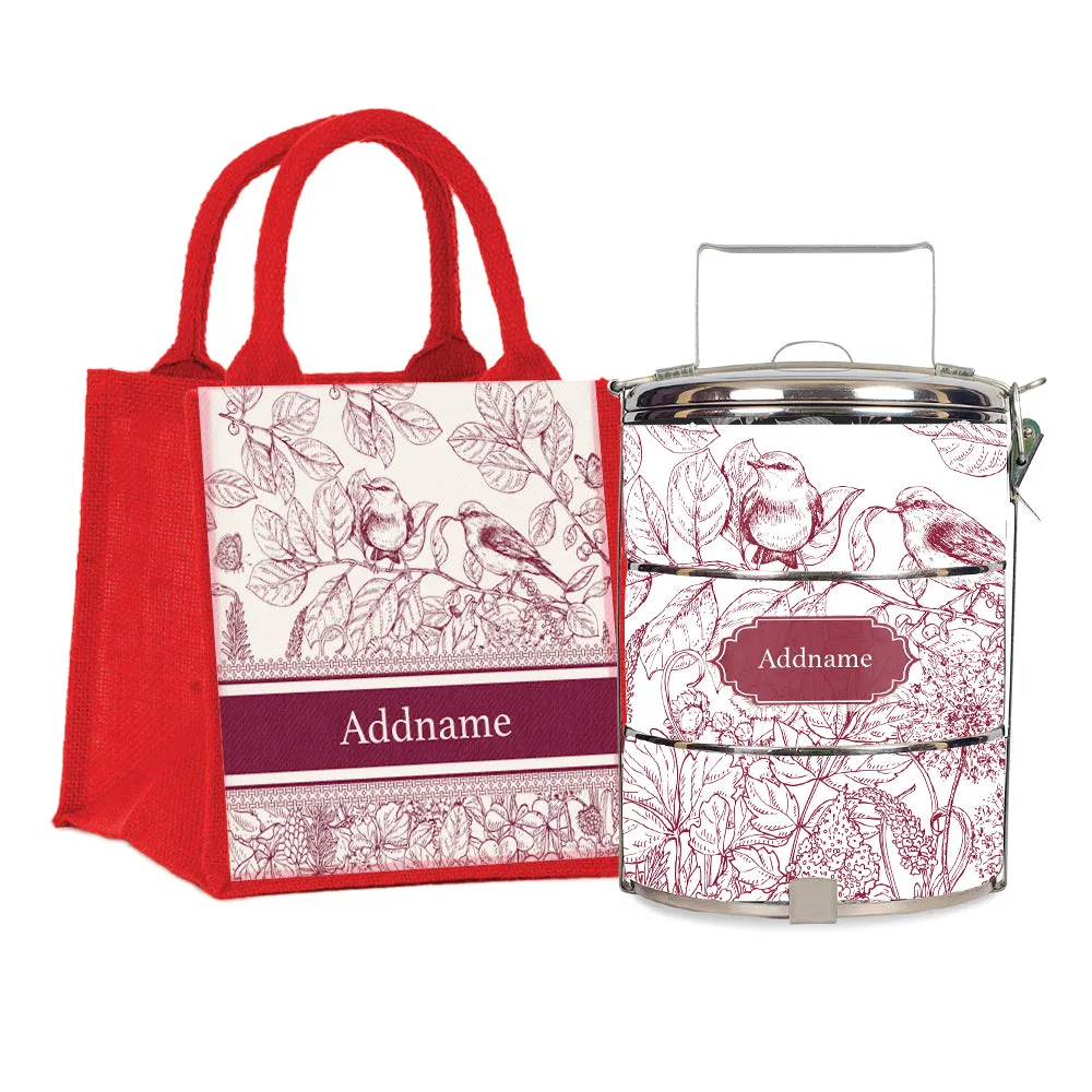 Song Birds Artline Series 3-Tier Standard Small 12cm Tiffin Carrier [FREE Custom Add Name]