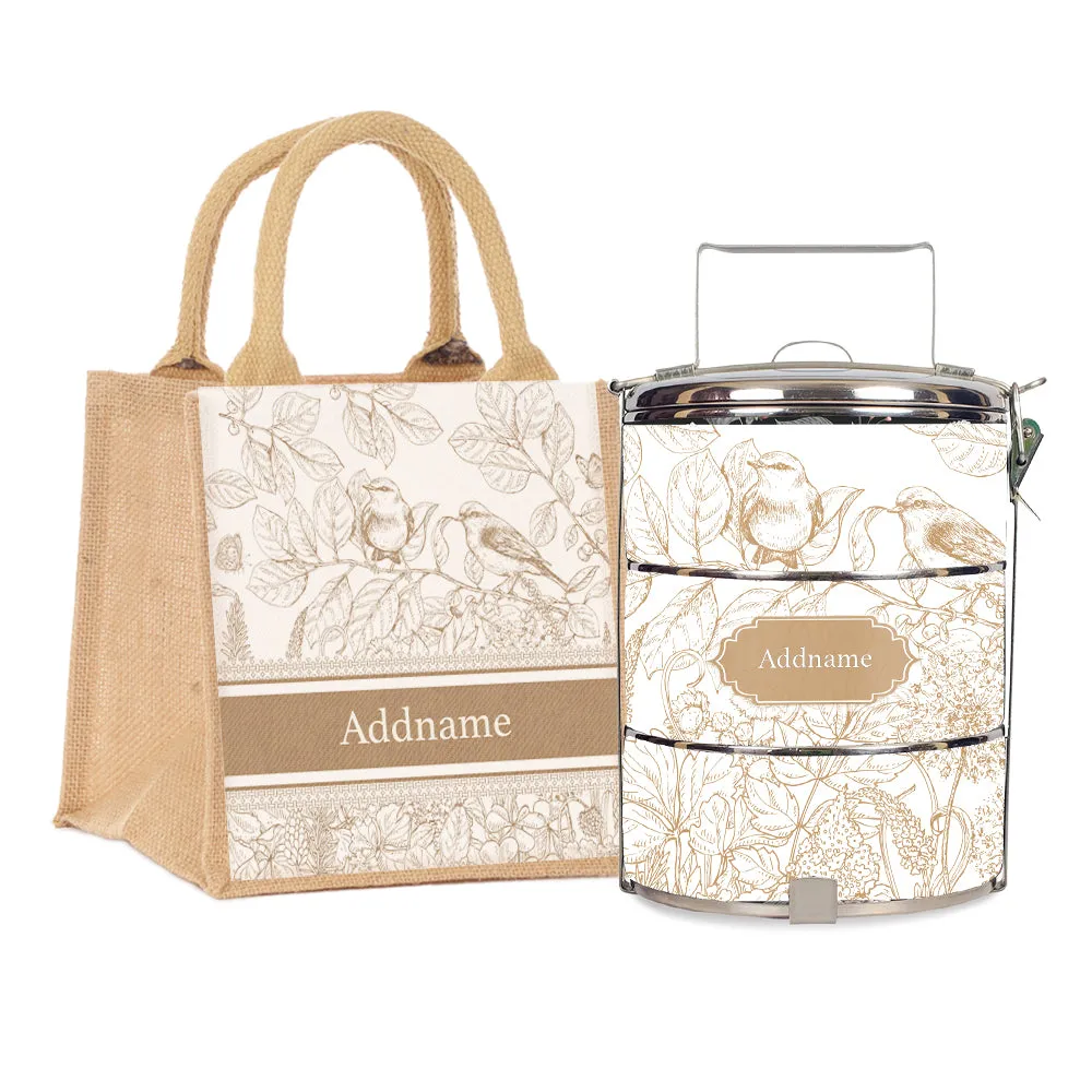 Song Birds Artline Series 3-Tier Standard Small 12cm Tiffin Carrier [FREE Custom Add Name]