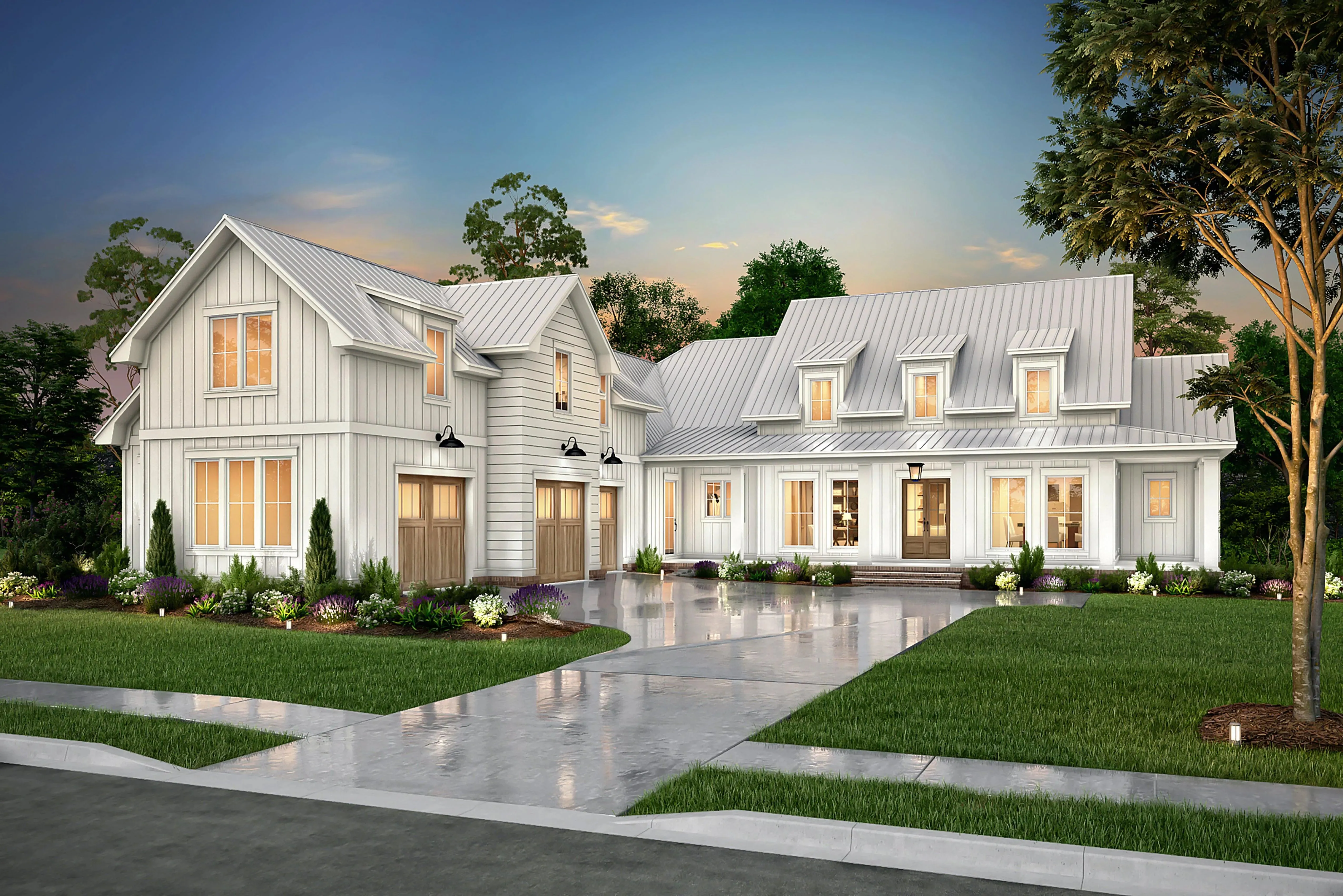 Spacious 4-Bedroom Home Plan with Front and Rear Porches