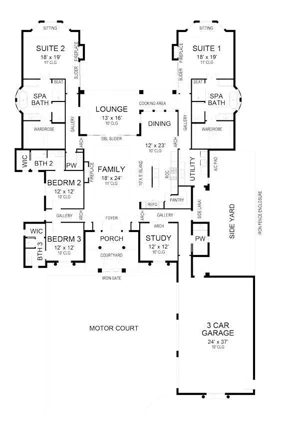 Spacious 4-Bedroom House Plan with Expansive Living Space