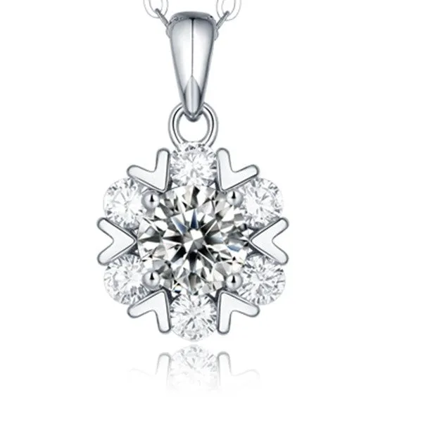 Sterling Silver 1ct Round Brilliant Lab-Grown Moissanite Solitaire Drop Pendant Necklace