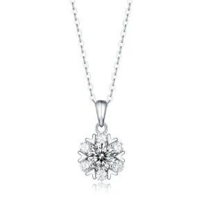 Sterling Silver 1ct Round Brilliant Lab-Grown Moissanite Solitaire Drop Pendant Necklace