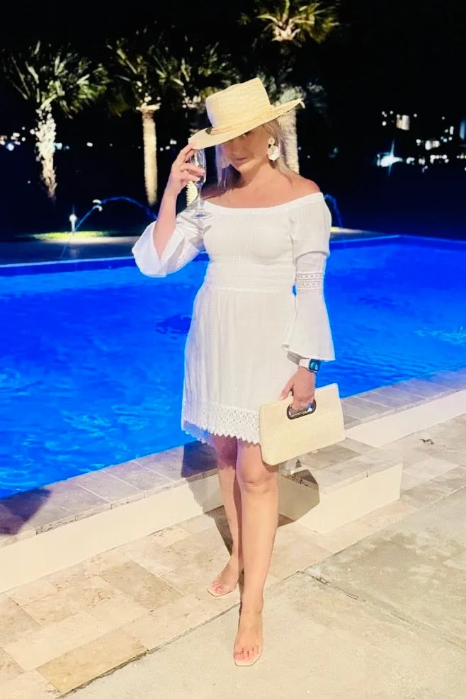 The April Off Shoulder Hi/Low Dress  - White