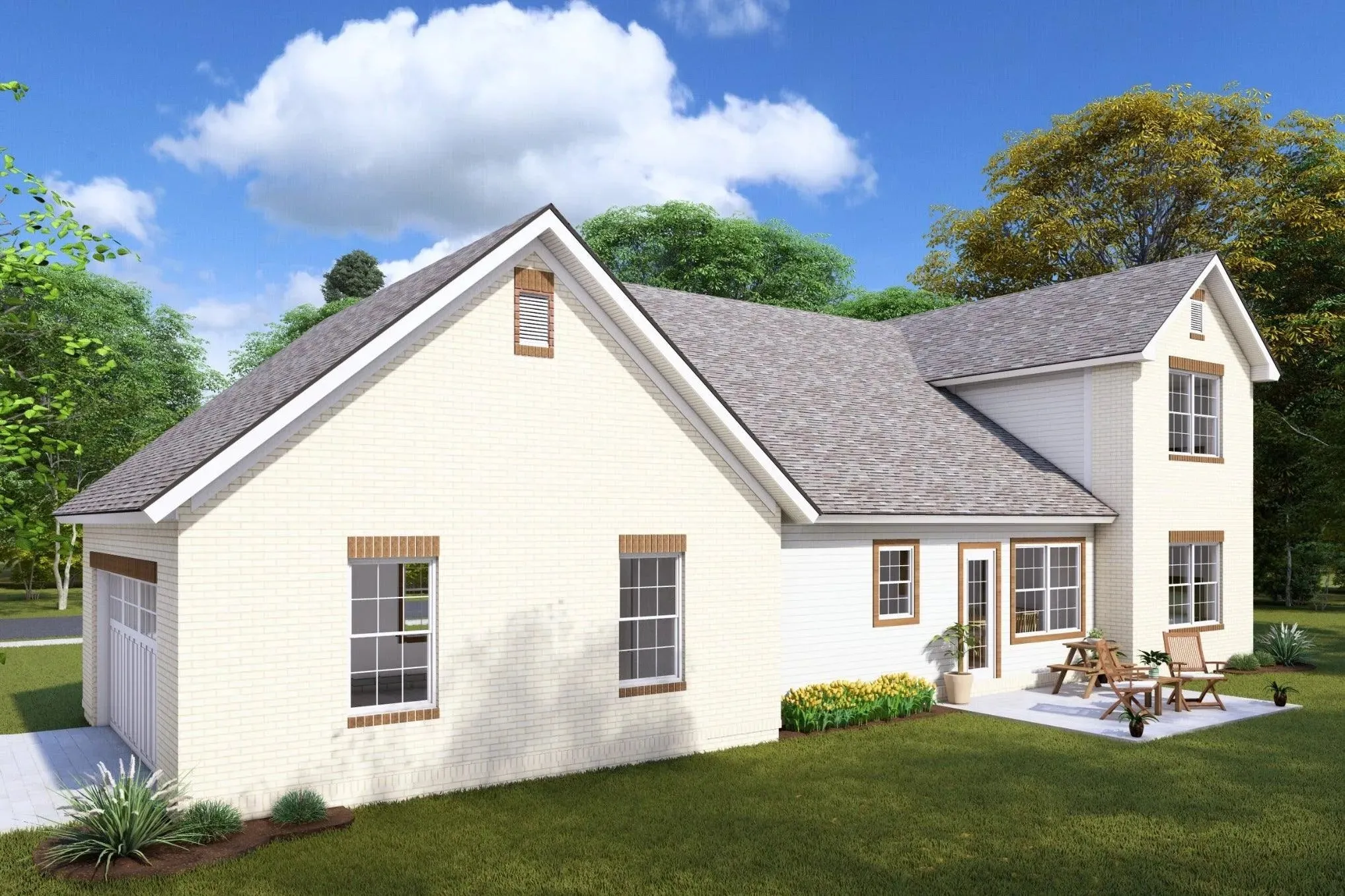 Three Bedroom Home Plan with Spacious Living and Garage Features