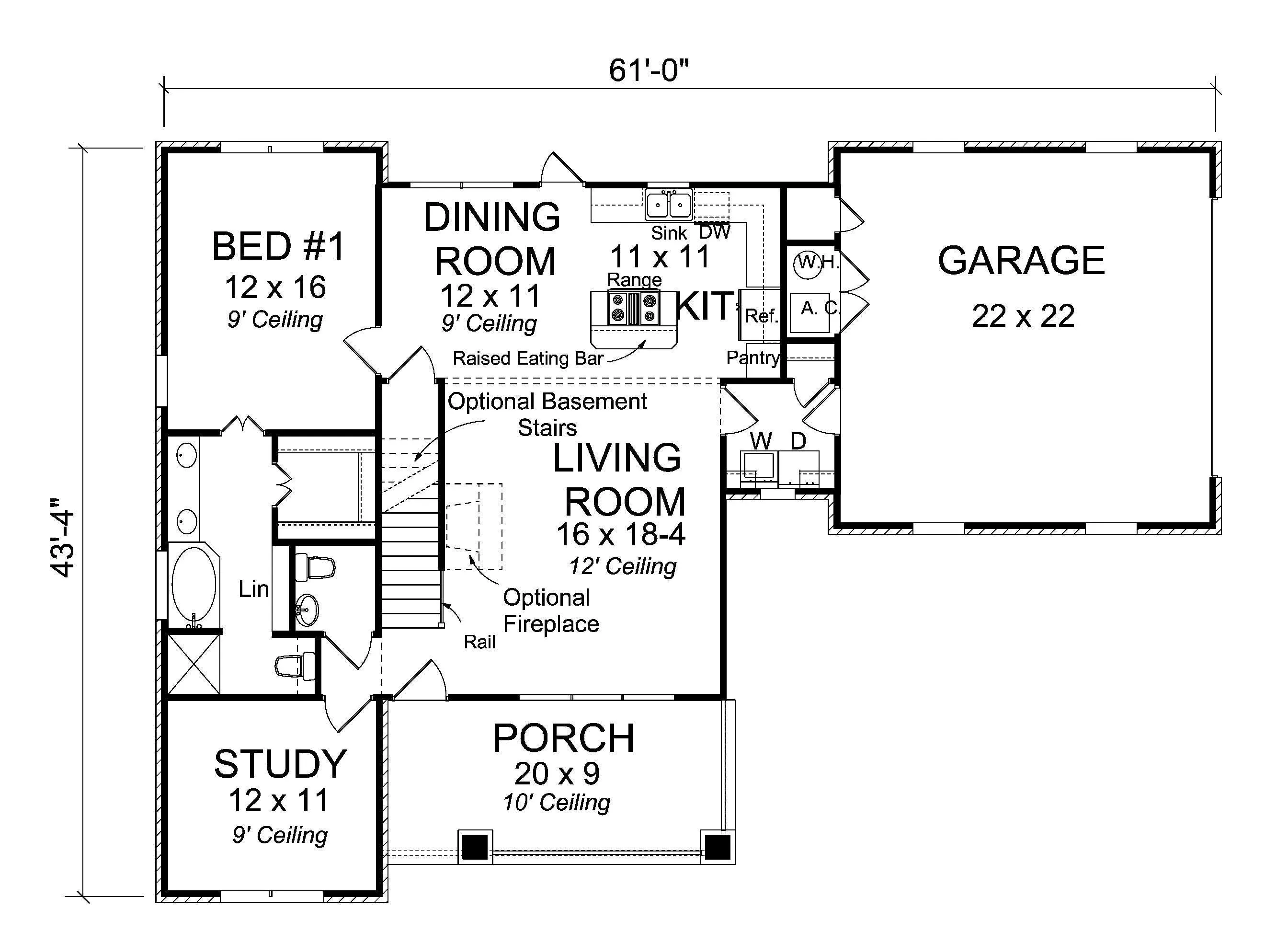 Three Bedroom Home Plan with Spacious Living and Garage Features