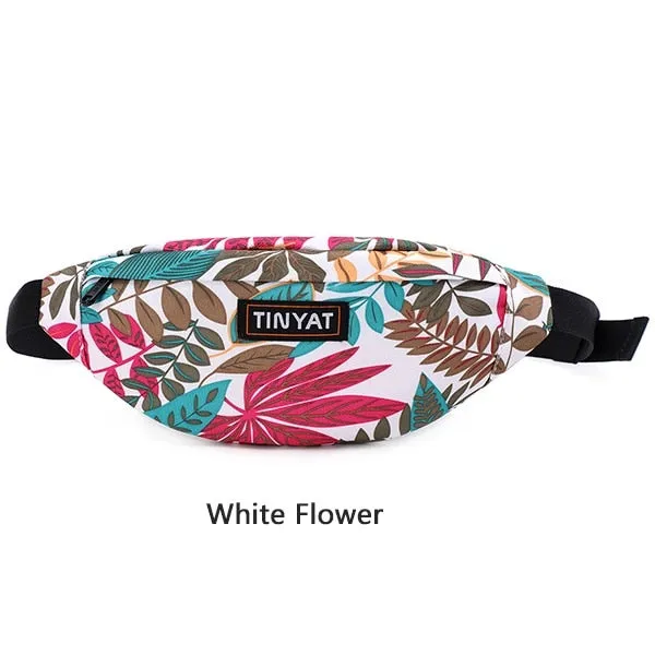 TINYAT Print Leaf Travel Waist Bag Pack For Men Women Fashion Casual Shoulder Bag Man Belt Pouch Female Banana Bags Fanny Bags