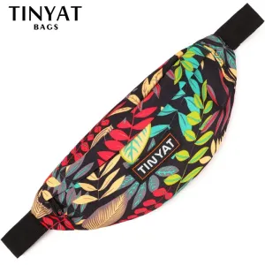 TINYAT Print Leaf Travel Waist Bag Pack For Men Women Fashion Casual Shoulder Bag Man Belt Pouch Female Banana Bags Fanny Bags